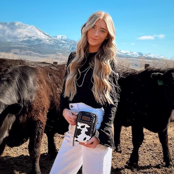 Wrangler 3Pcs Set Buckle Classic Barrel Satchel With Phone Wallet Crossbody Cow - Picture 3 of 6